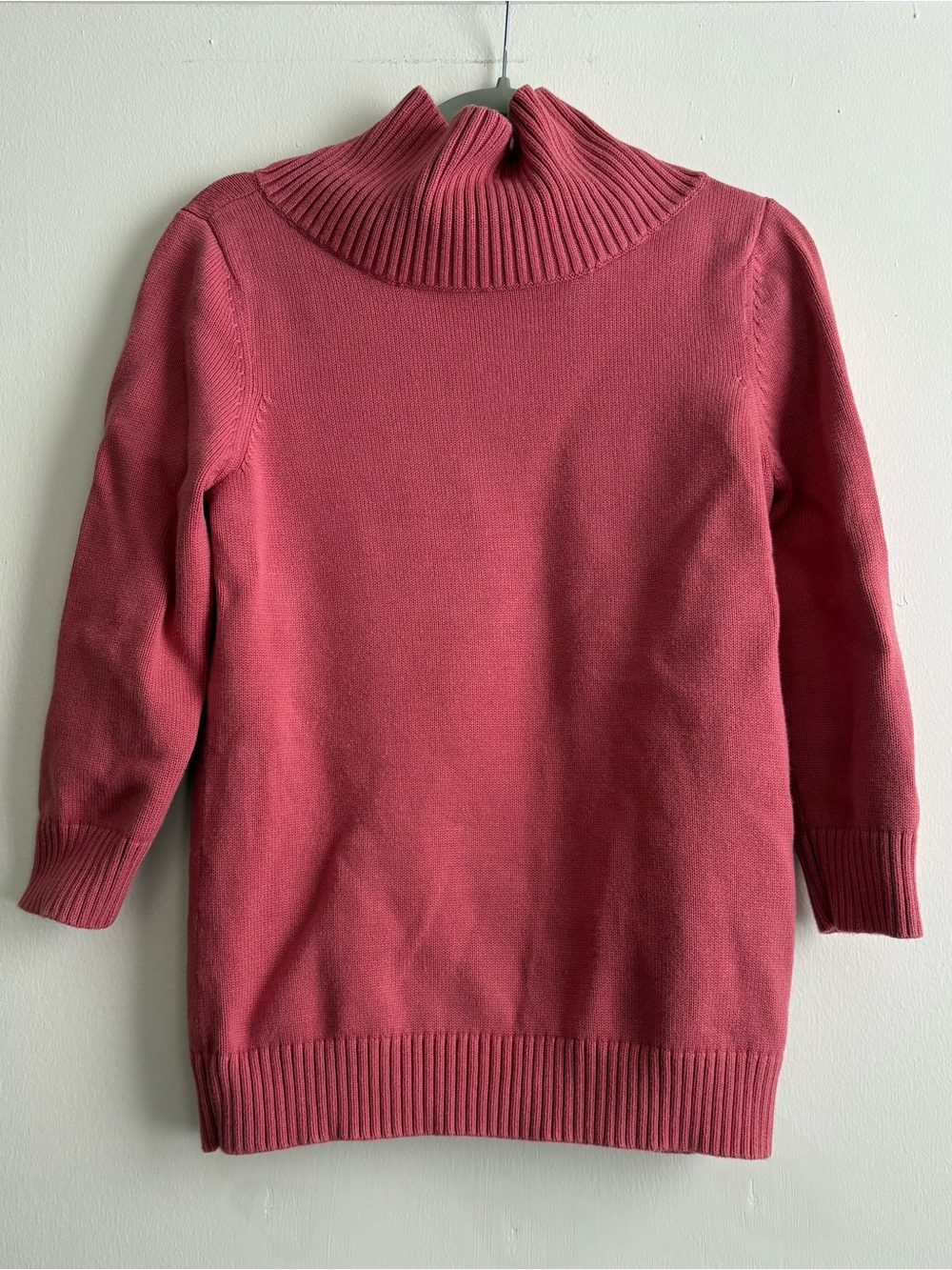 Talbots Rose Pink Solid Cowl Neck Knit Pullover Sweater Women’s L 3/4 Sleeve